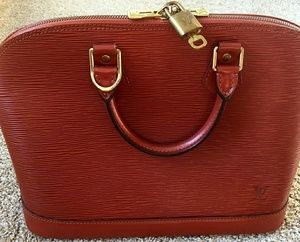 Authentic Louis Vuitton Red Epi Alma Bag